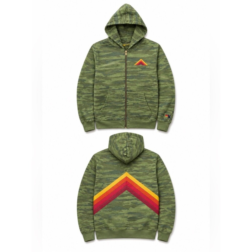 Aviator Nation Green Camo Zip Up Sweater